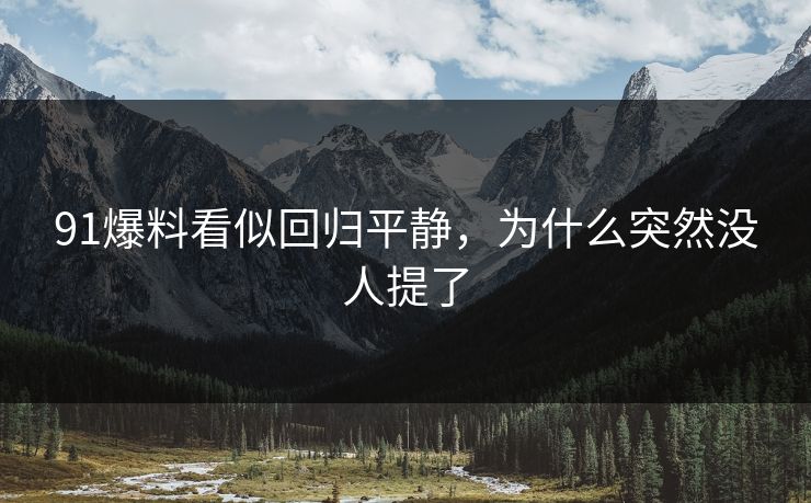 91爆料看似回归平静，为什么突然没人提了