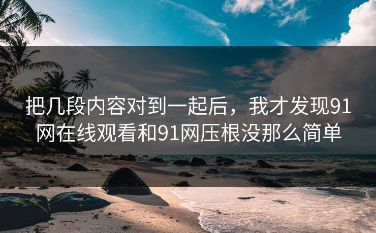 把几段内容对到一起后，我才发现91网在线观看和91网压根没那么简单