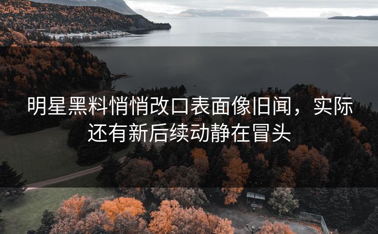 明星黑料悄悄改口表面像旧闻，实际还有新后续动静在冒头
